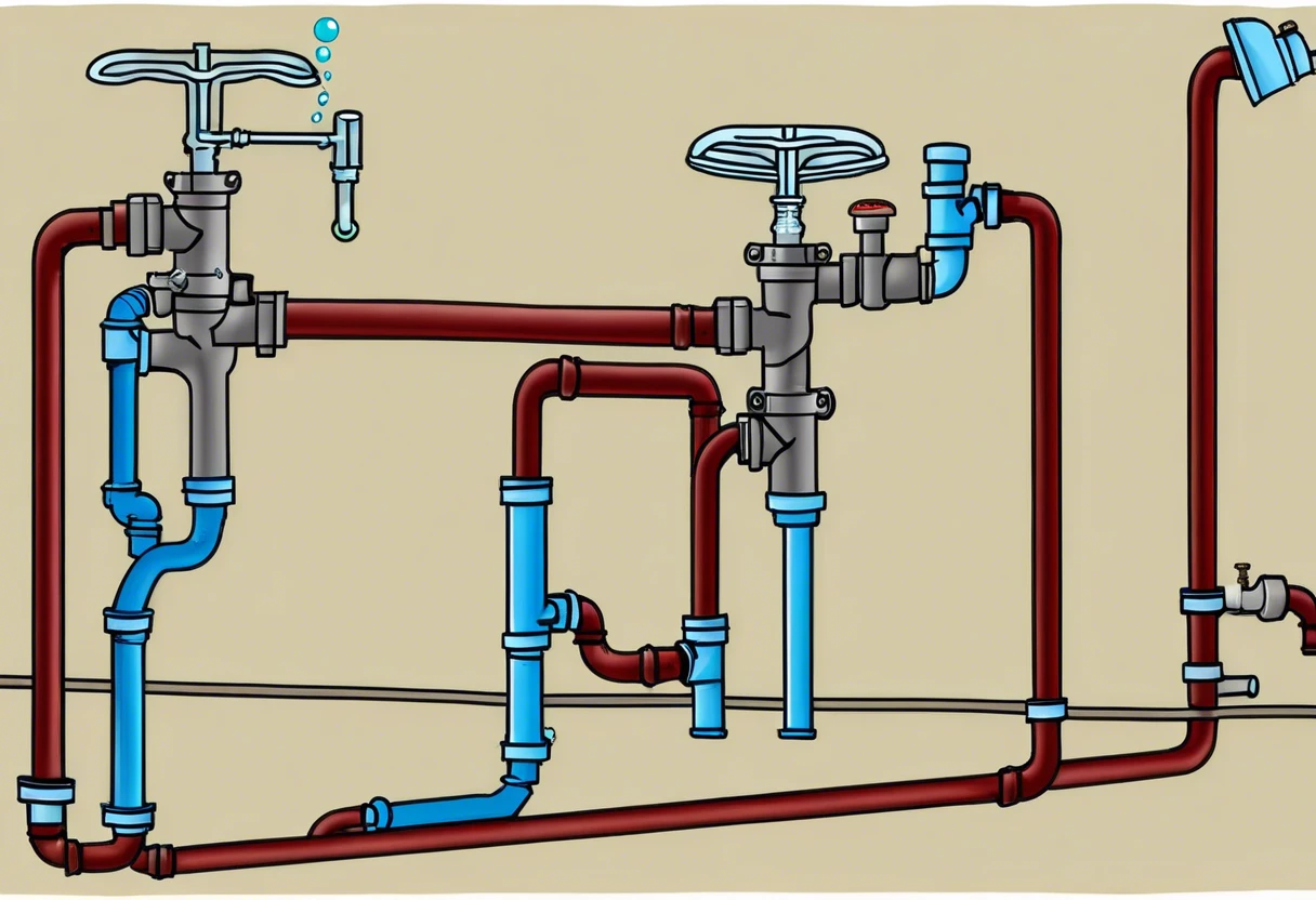 Diagram illustrating a cross connection in plumbing with water flow illustration and pipe connections.