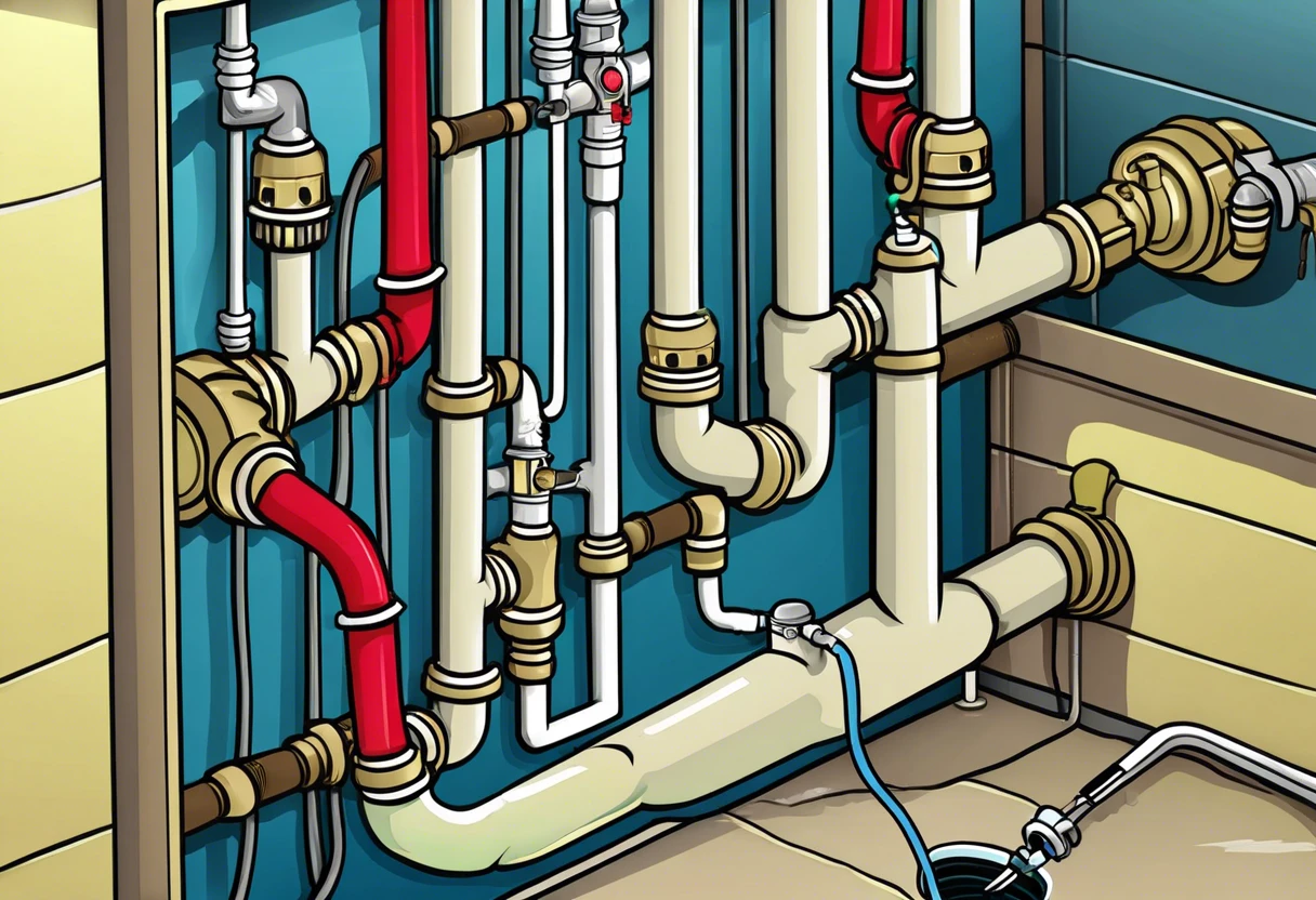 Illustration of plumbing cross connections showcasing pipes and fittings