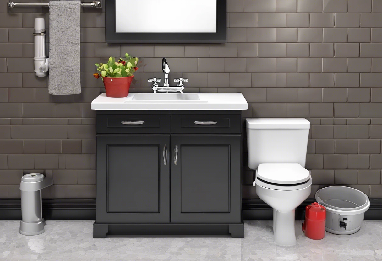 Modern kitchen sink and garbage disposal setup related to plumbing issues.