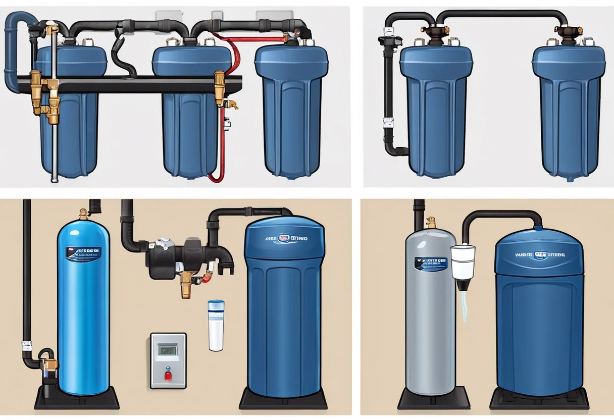 Diagram showing the installation of a pre-plumbed water softener system for effective water treatment.