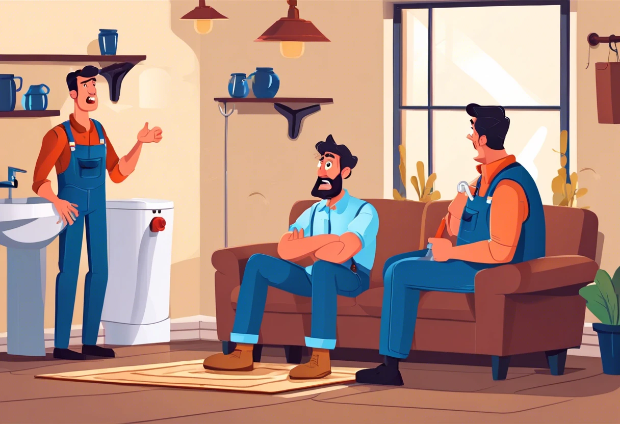 Discussion about plumbing repairs between a landlord and tenants