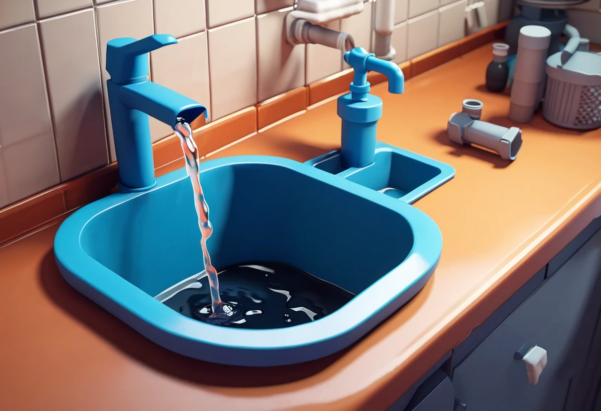 A kitchen sink with liquid plumber, showcasing its use on PVC pipes.