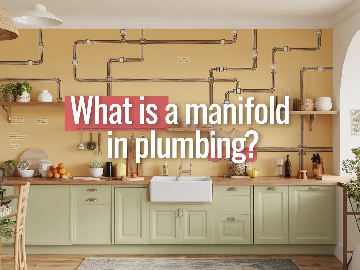 A visual representation of a plumbing manifold system in a kitchen environment, illustrating the concept of plumbing manifolds.