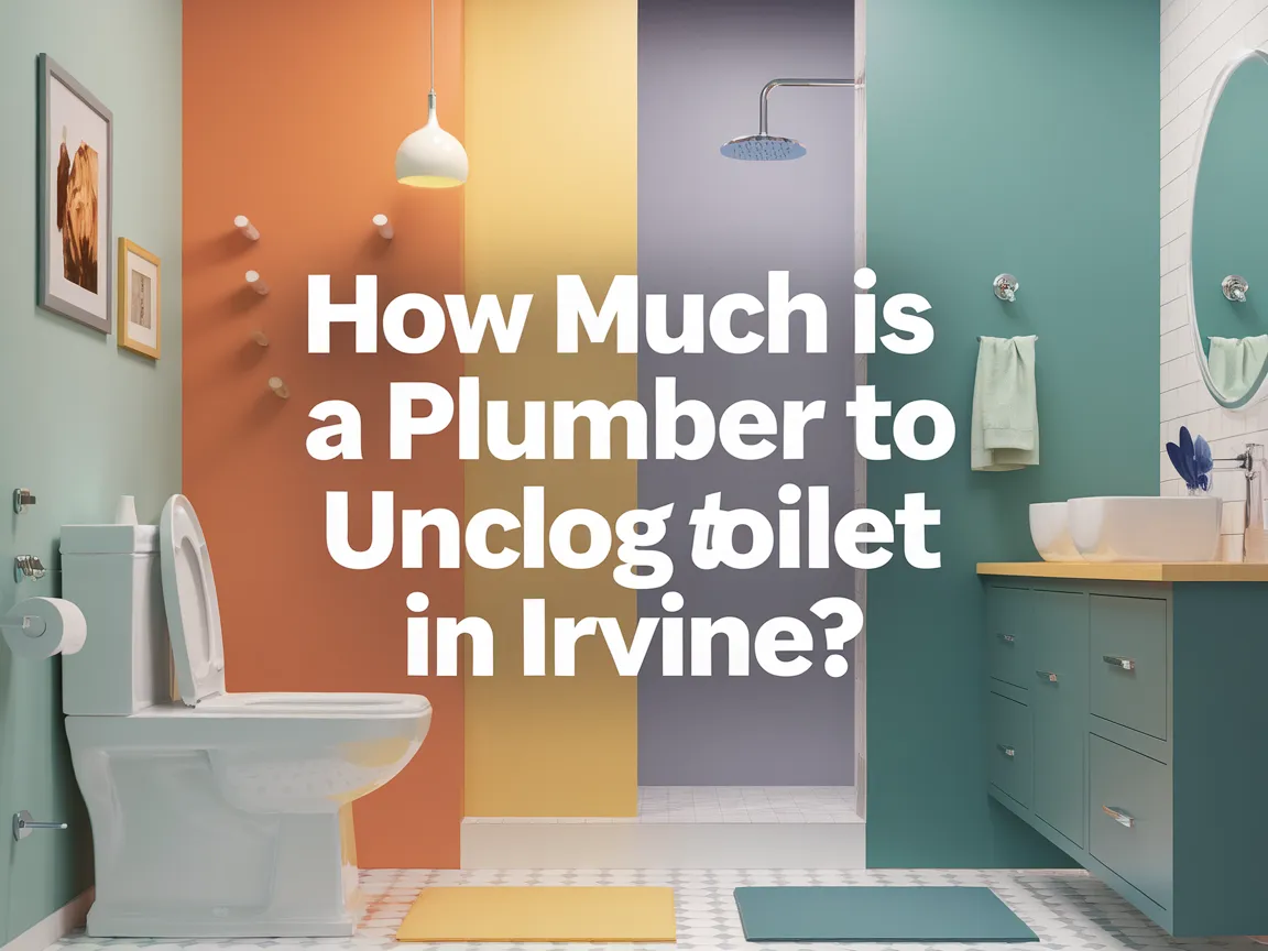 Image illustrating the cost of hiring a plumber to unclog a toilet in Irvine, featuring a clean bathroom with toilet and sink.