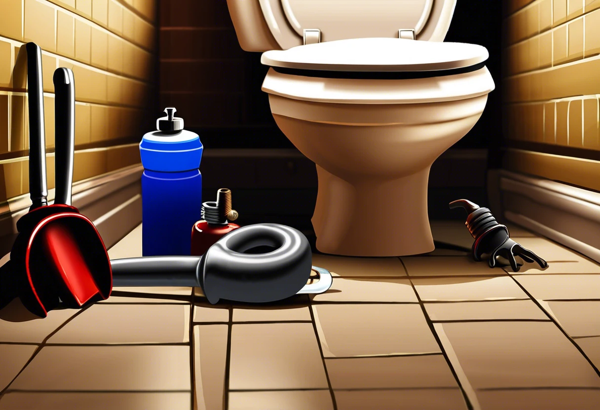 Tools and equipment for unclogging a toilet in Irvine