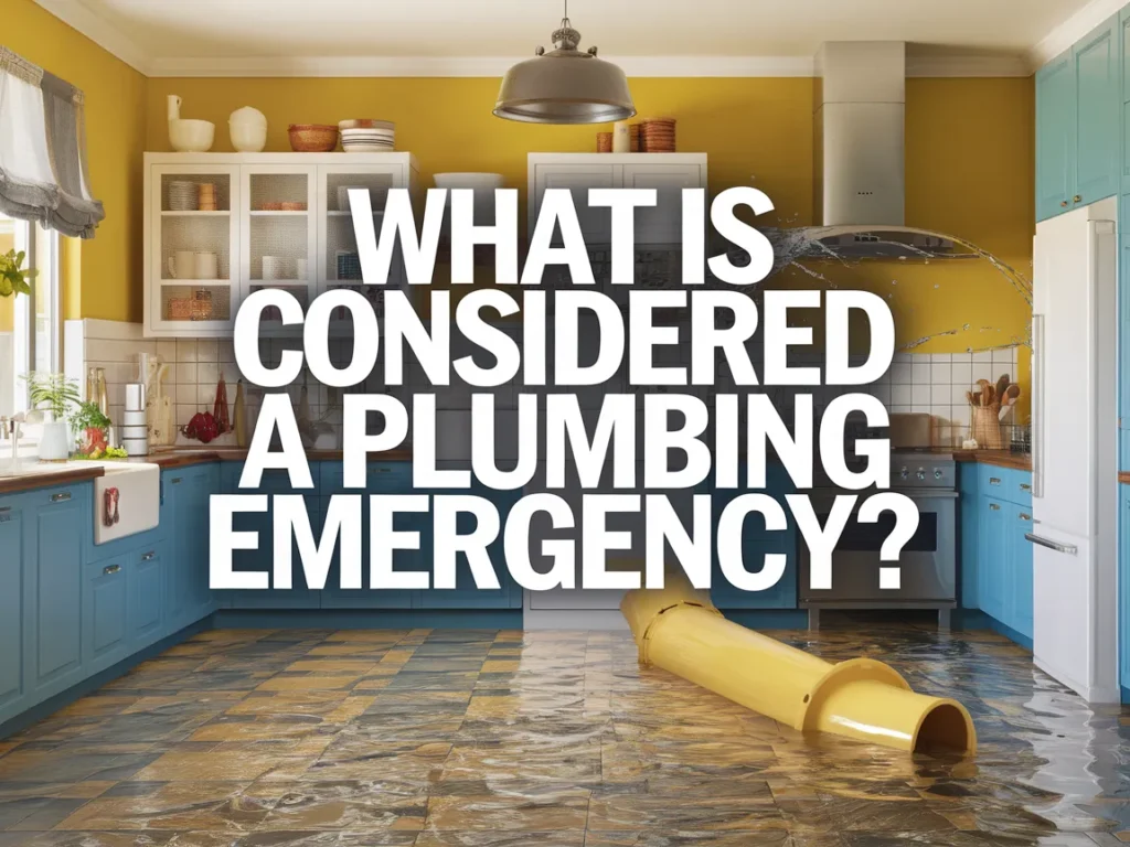 Kitchen flooded due to plumbing emergency with a yellow pipe burst