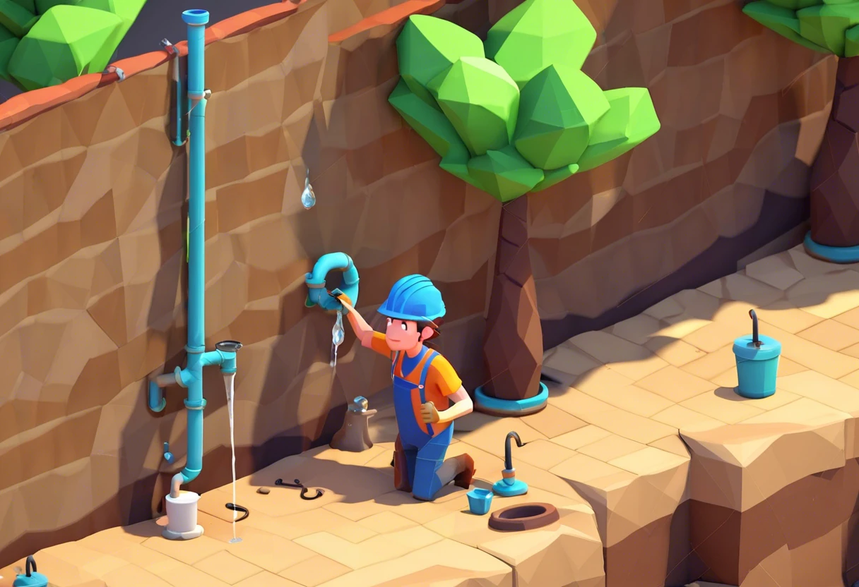 A cartoon character performing plumbing tasks to illustrate legality concerns around unlicensed plumbing.