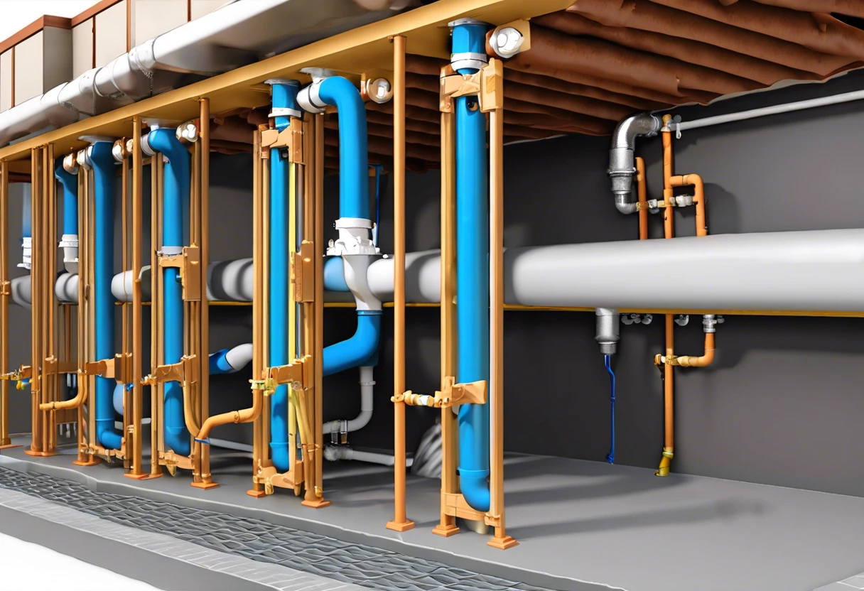 Diagram showing plumbing risers used for water supply in buildings.