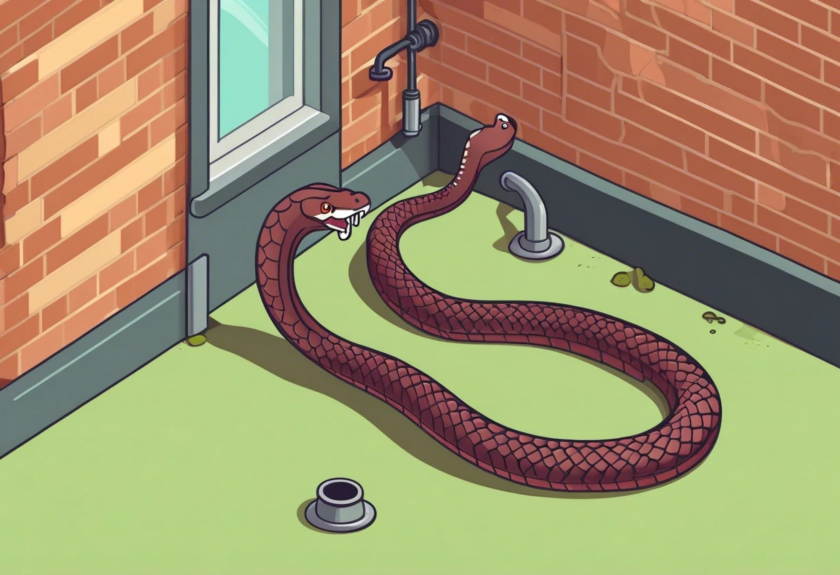 Illustration of a plumbing snake navigating corners in a plumbing system.