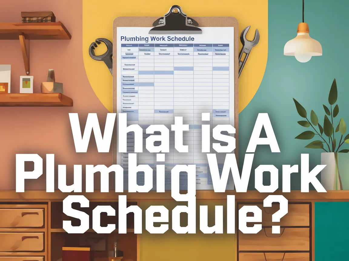 Visual representation of a plumbing work schedule on a clipboard with tools in the background