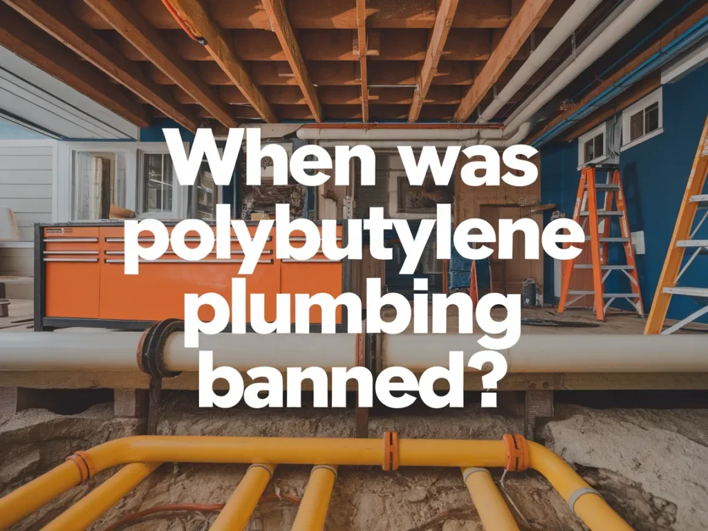 Image showing a plumbing setup with focus on polybutylene pipes related to the timeline of when polybutylene plumbing was banned.