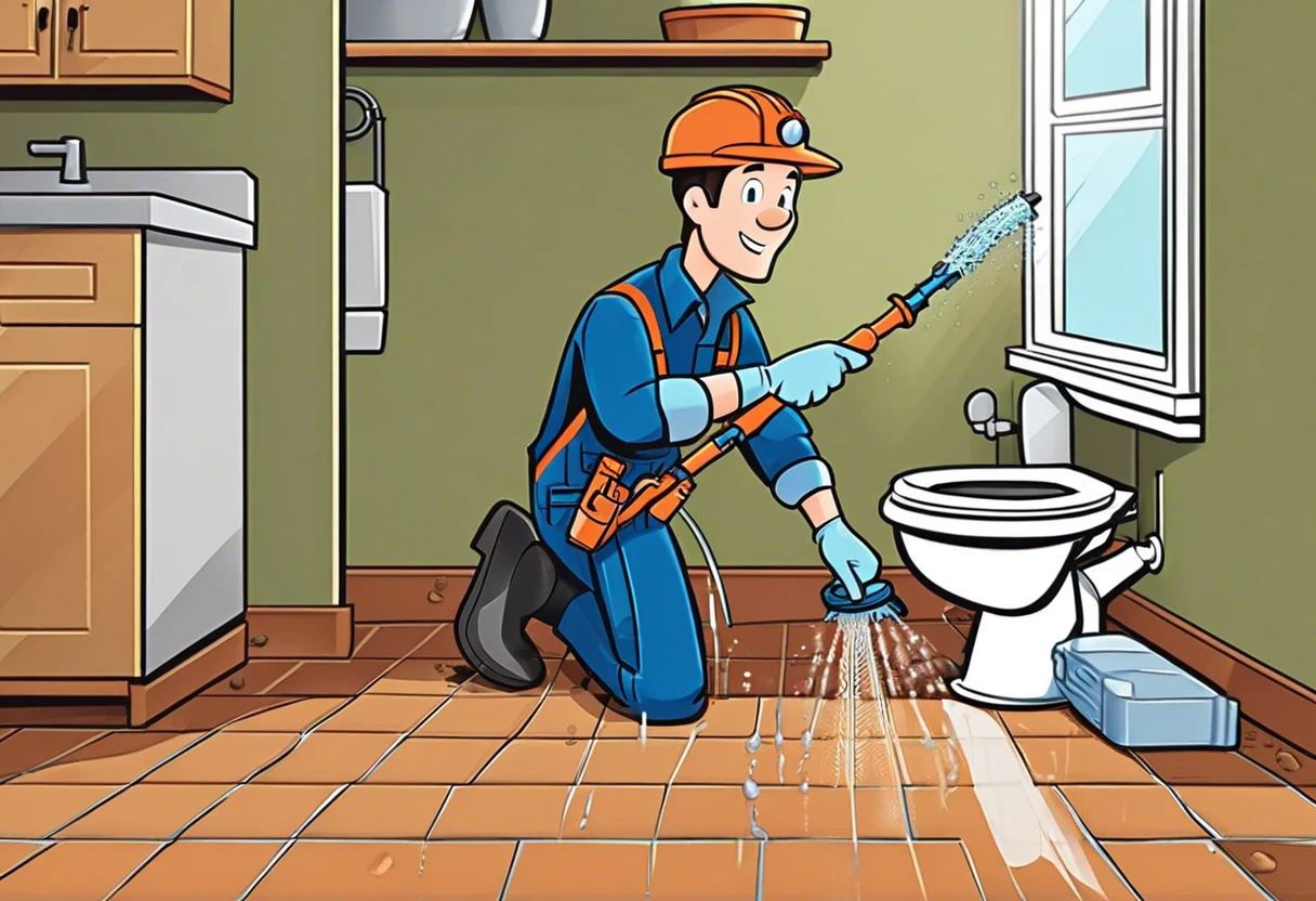 Plumber applying Rid-X treatment in city plumbing to maintain healthy drains