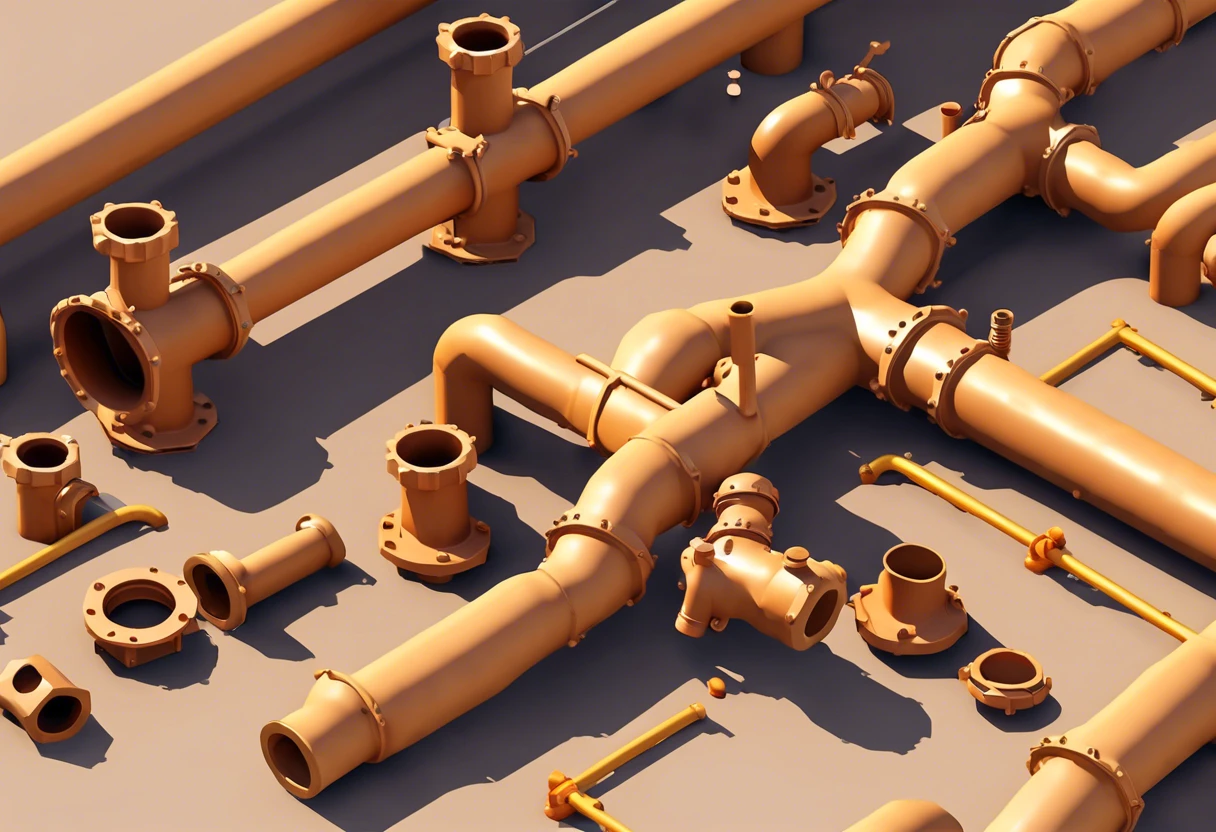 An arrangement of rough-in plumbing pipes and fittings, illustrating the foundational plumbing layout.