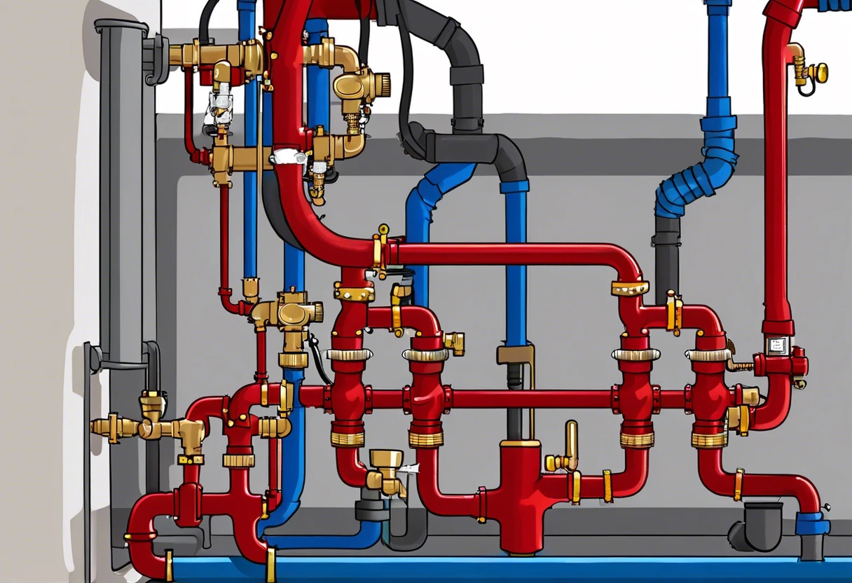 Detailed plumbing diagram showcasing RPZ assembly and connections.